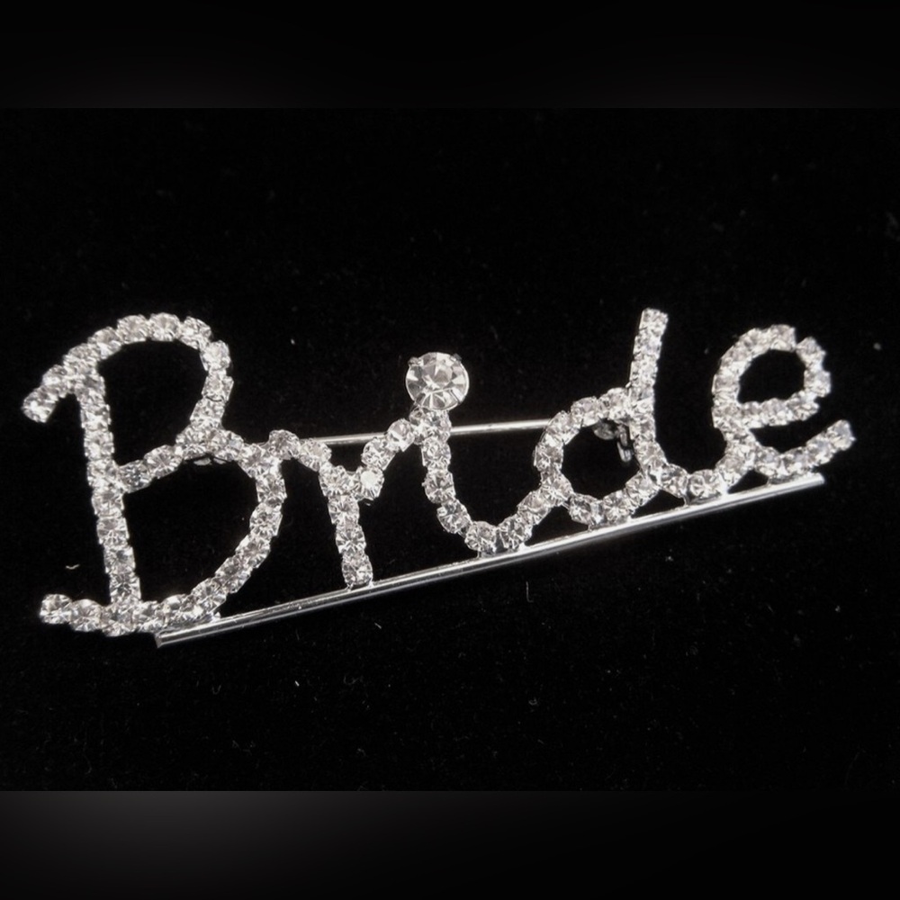 Silver BRIDE Rhinestone‎ Brooch-Pin NWT - Picture 2 of 5